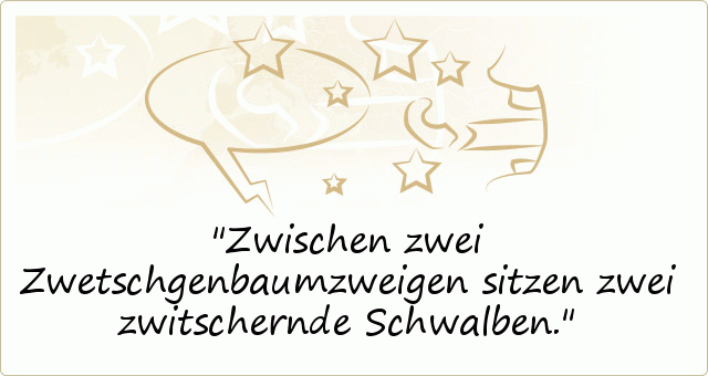 Zwischen zwei Zwetschgenbaumzweigen sitzen zwei zwitschernde Schwalben. Zwischen zwei Zwetschgenbaumzweigen sitzen zwei zwitschernde Schwalben.