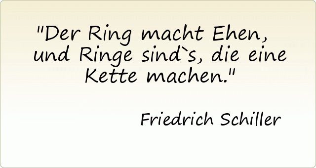 Der Ring macht Ehen, und Ringe sind`s, die eine Kette machen. Der Ring macht Ehen, und Ringe sind`s, die eine Kette machen.