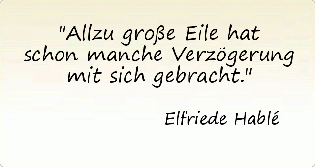 Allzu große Eile hat schon manche Verzögerung mit sich gebracht. Allzu große Eile hat schon manche Verzögerung mit sich gebracht.