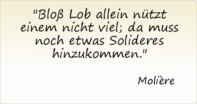Bloß Lob allein nützt einem nicht viel; da muss noch etwas Solideres hinzukommen. Bloß Lob allein nützt einem nicht viel; da muss noch etwas Solideres hinzukommen.