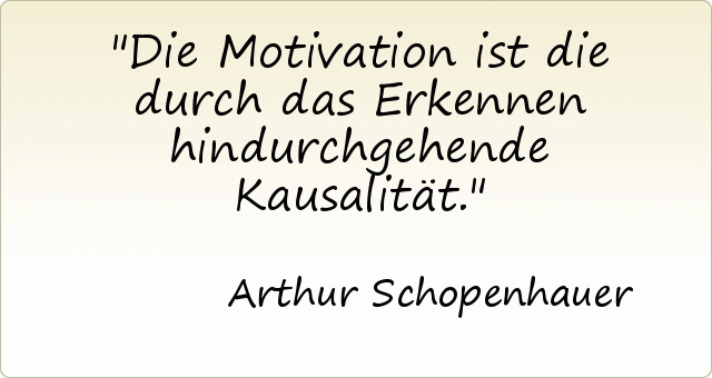 Die Motivation ist die durch das Erkennen hindurchgehende Kausalität. Die Motivation ist die durch das Erkennen hindurchgehende Kausalität.